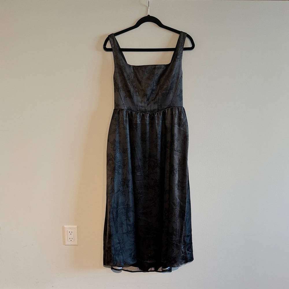 Wayf Black Elegant Floral Midi Dress